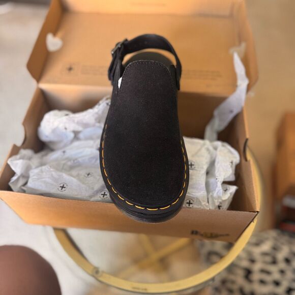 Dr. Martens Zebzag Mule II Sandals Black Suede Slip-On Chunky Sole Women’s US 7 - Picture 1 of 8